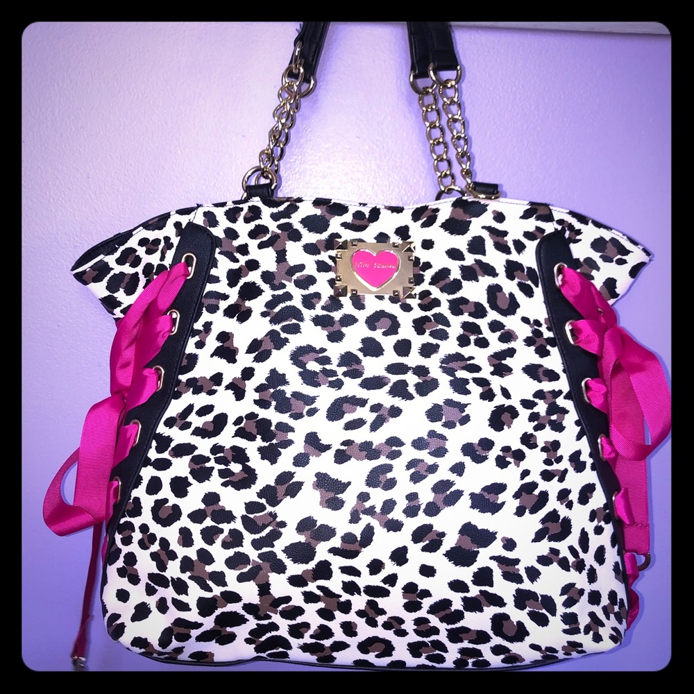 Betsy Jhonson Handbag Cheetah Print hot pink